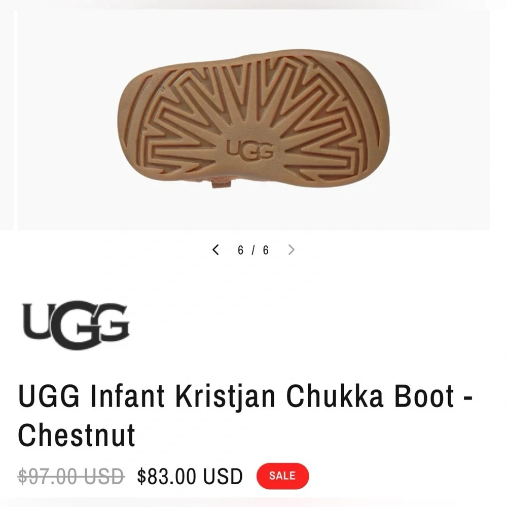 UGG Infant Chukka Boot - Chestnut and Red - Picture 6 of 6